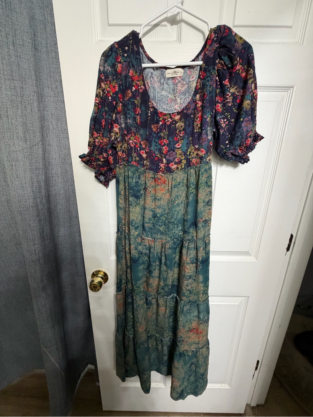 NATURAL LIFE Mixed Floral Patchwork Maxi Dress - Navy & Teal